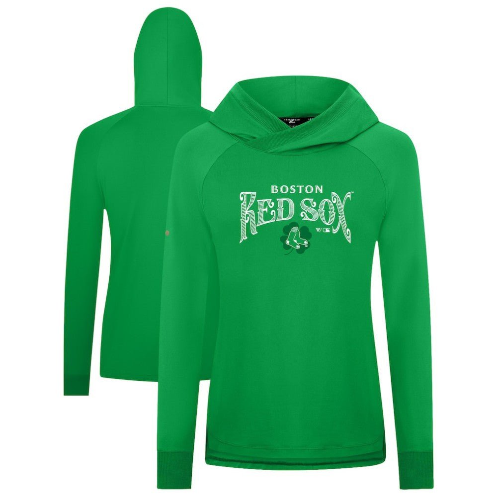 Boston Red Sox Levelwear Women's St. Patrick's Day Slender Raglan Hoodie - Green Hoodies