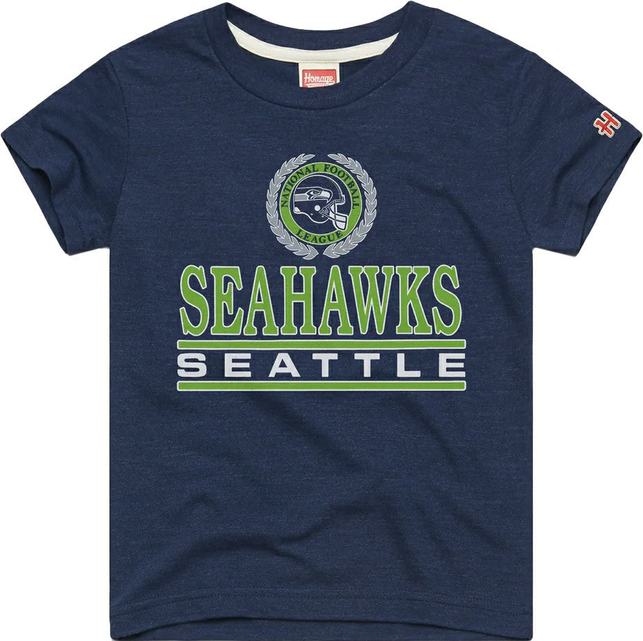 Seattle Seahawks Homage Youth Crest Tri-Blend T-Shirt College Navy