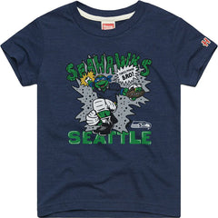 Leonardo Seattle Seahawks Homage Youth TMNT Tri-Blend T-Shirt College Navy