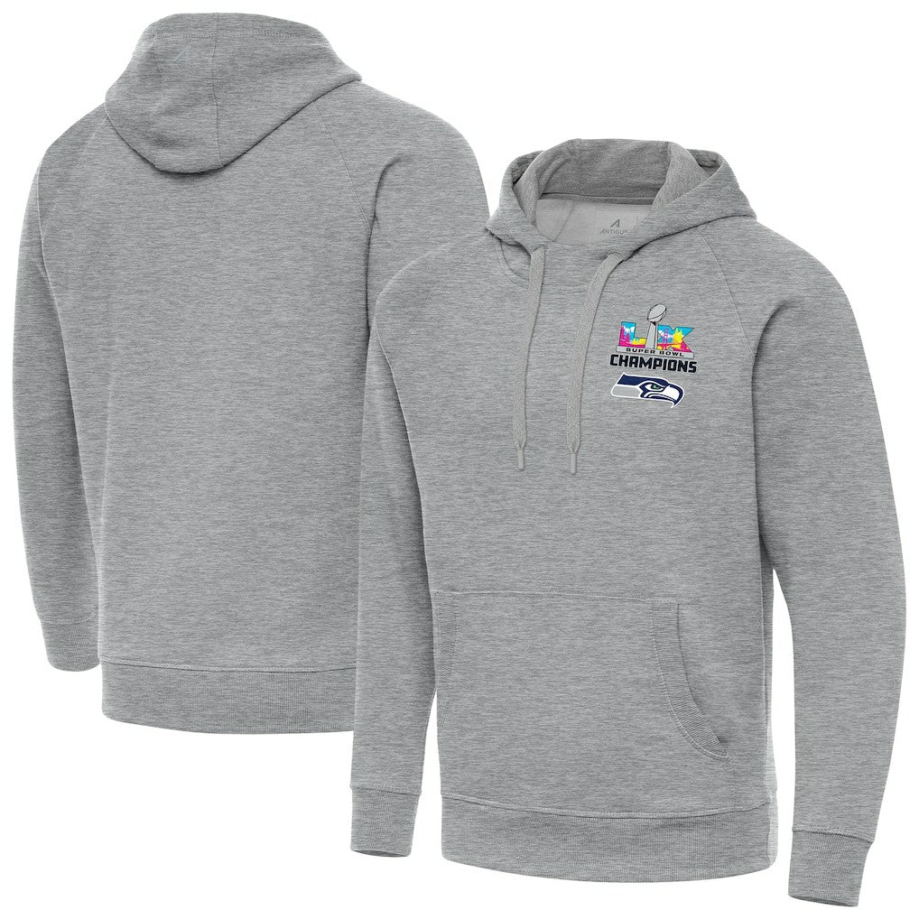 Seattle Seahawks Antigua Super Bowl LX Champions Victory Hoodie Heather Gray