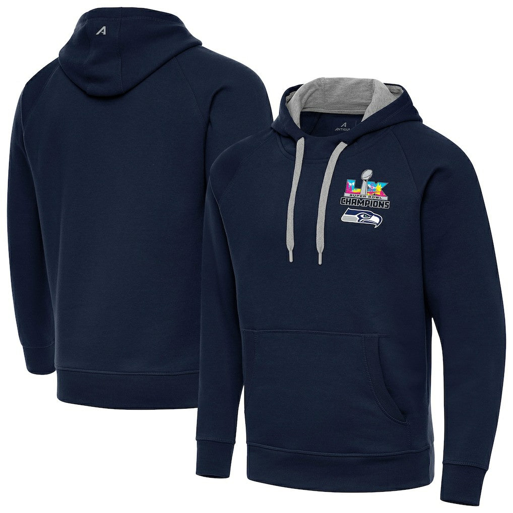 Seattle Seahawks Antigua Super Bowl LX Champions Victory Hoodie College Navy