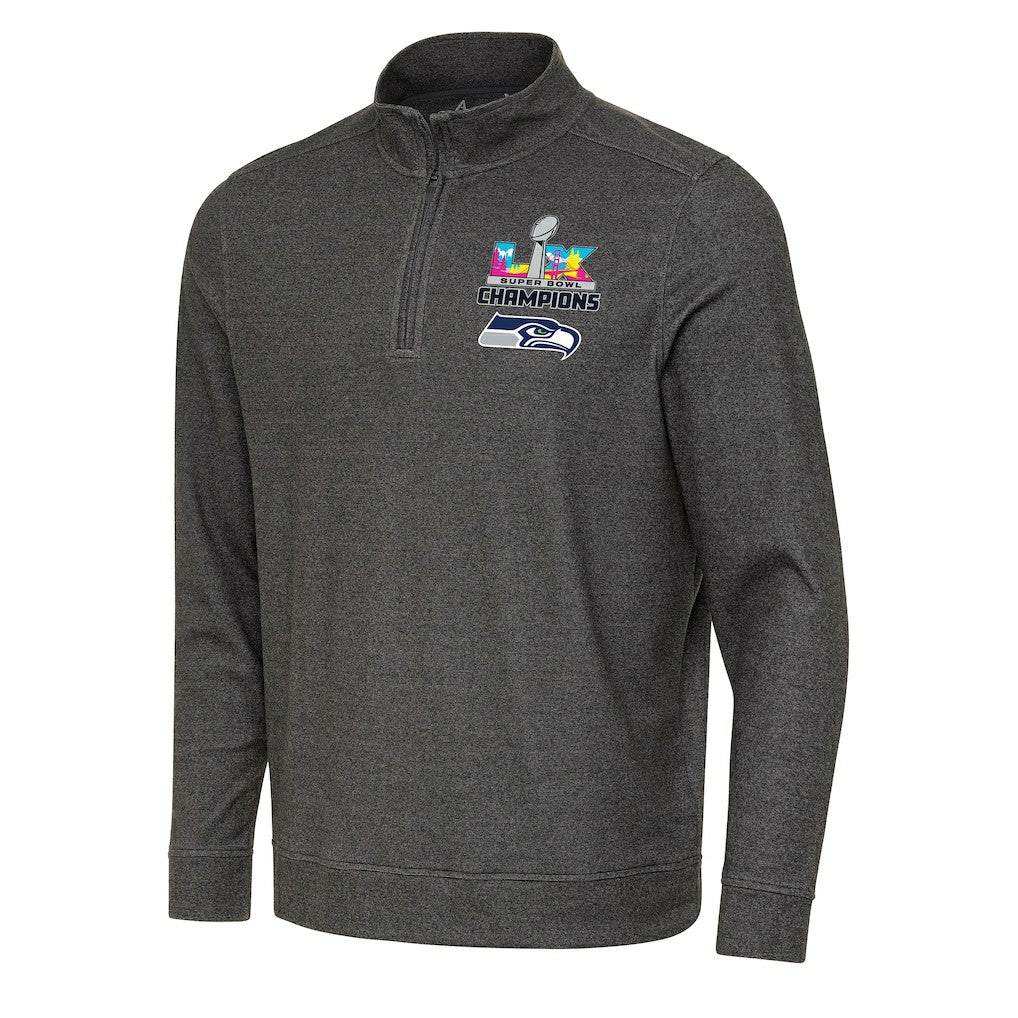 Seattle Seahawks Antigua Super Bowl LX Champions Subtle Quarter-Zip Pullover Black