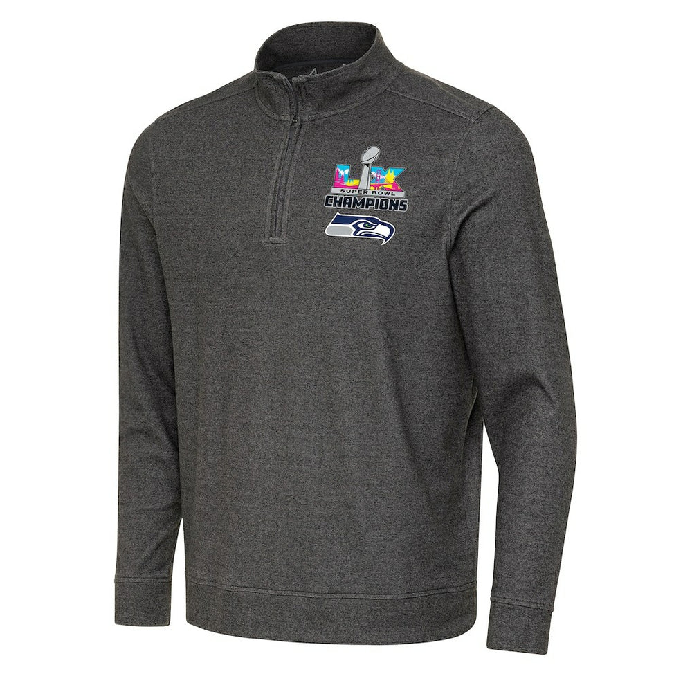 Seattle Seahawks Antigua Super Bowl LX Champions Subtle Quarter-Zip Pullover Black