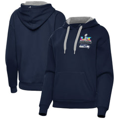 Seattle Seahawks Antigua Women's Super Bowl LX Champions Victory Hoodie College Navy