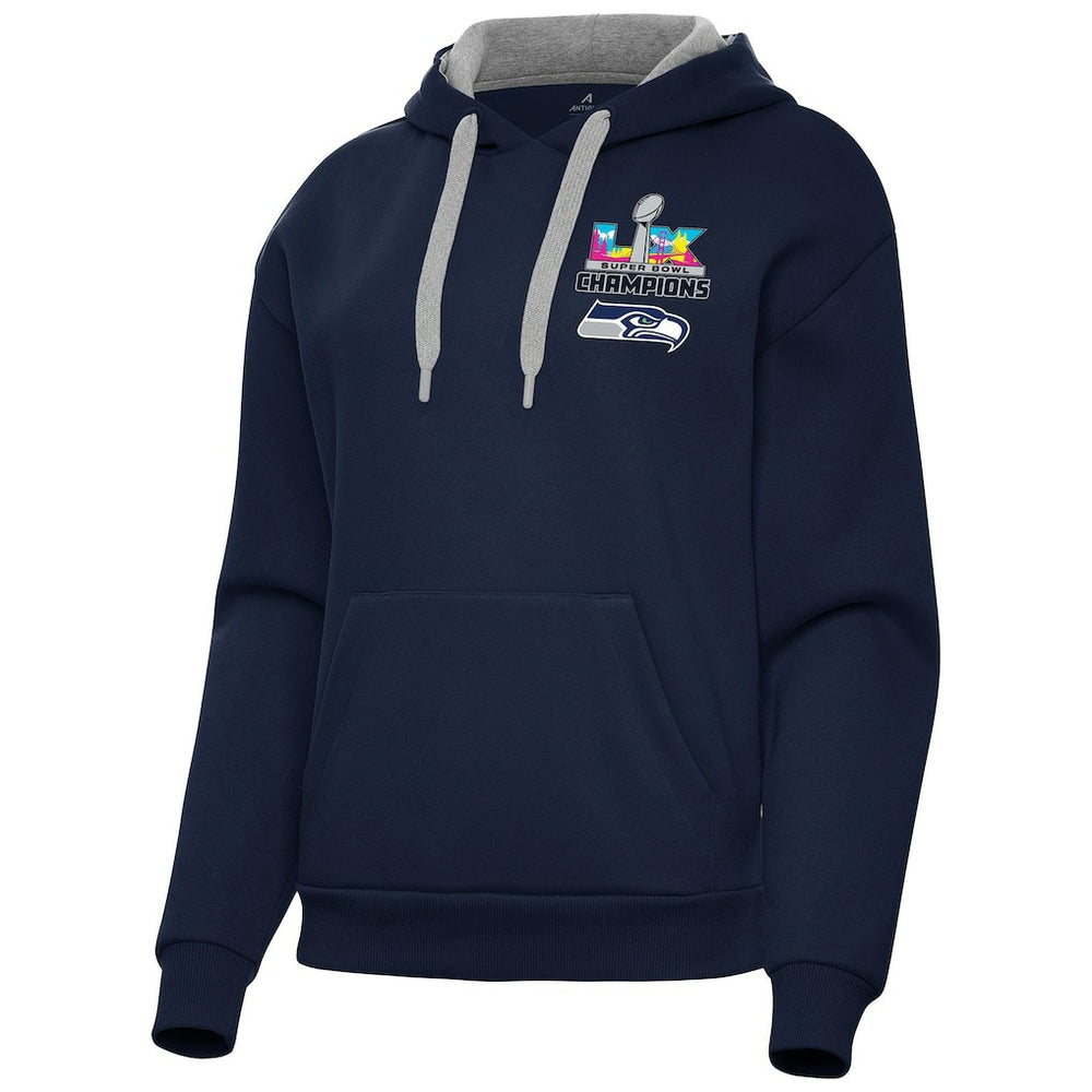 Seattle Seahawks Antigua Women's Super Bowl LX Champions Victory Hoodie College Navy