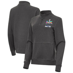 Seattle Seahawks Antigua Women's Super Bowl LX Champions Crush Quarter-Zip Pullover Charcoal