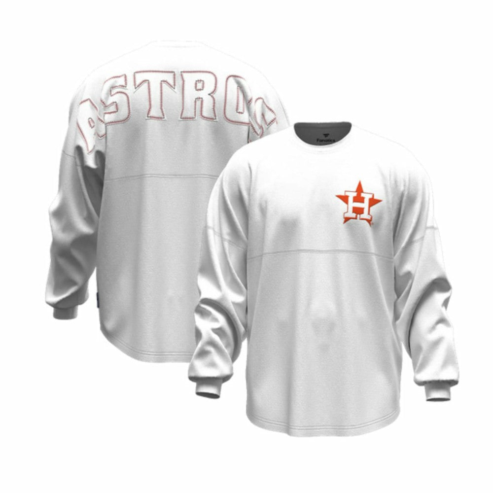 Houston Astros Fanatics Women's Baseball Stitch Spirit Jersey Long Sleeve T-Shirt - White Jerseys