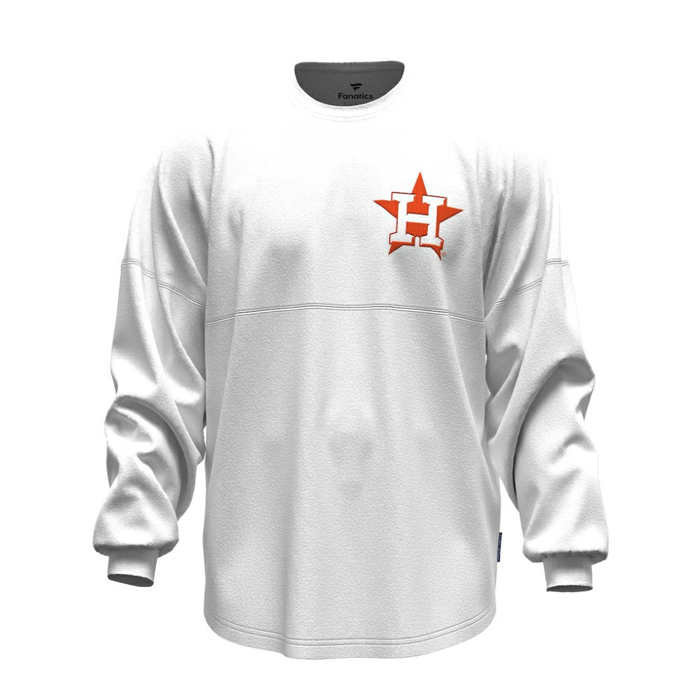 Houston Astros Fanatics Women's Baseball Stitch Spirit Jersey Long Sleeve T-Shirt - White Jerseys