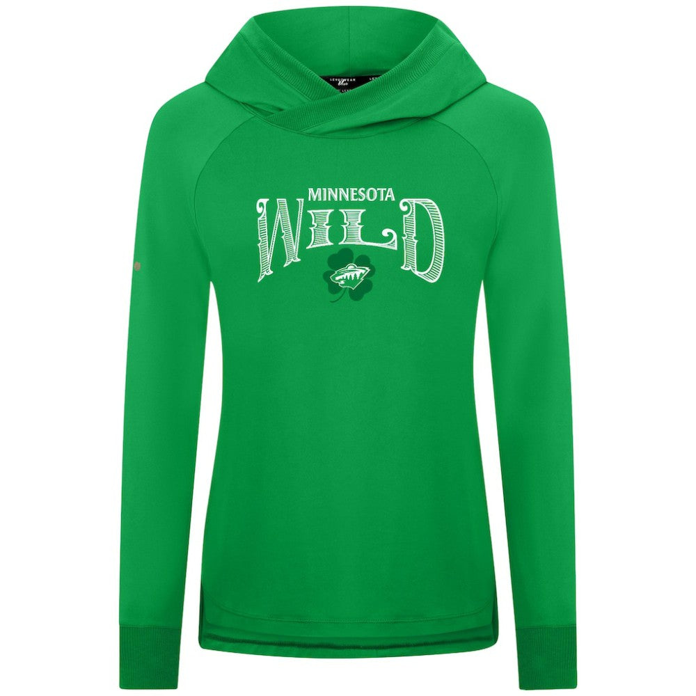 NHL Minnesota Wild Levelwear Women's St. Patrick's Day Slender Raglan Hoodie - Kelly Green