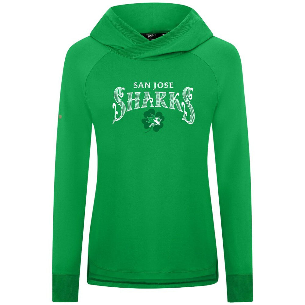 NHL San Jose Sharks Levelwear Women's St. Patrick's Day Slender Raglan Hoodie - Kelly Green