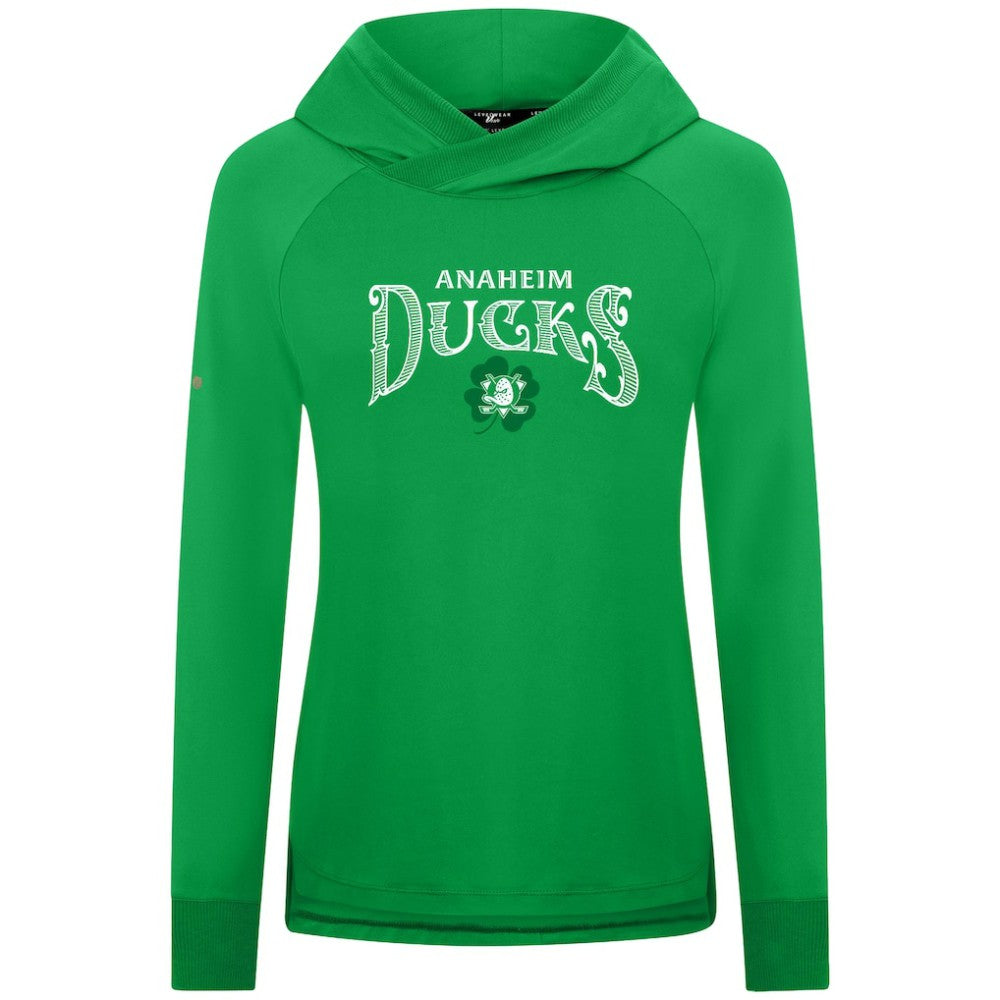 NHL Anaheim Ducks Levelwear Women's St. Patrick's Day Slender Raglan Hoodie - Kelly Green