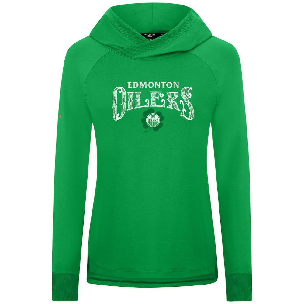 NHL Edmonton Oilers Levelwear Women's St. Patrick's Day Slender Raglan Hoodie - Kelly Green