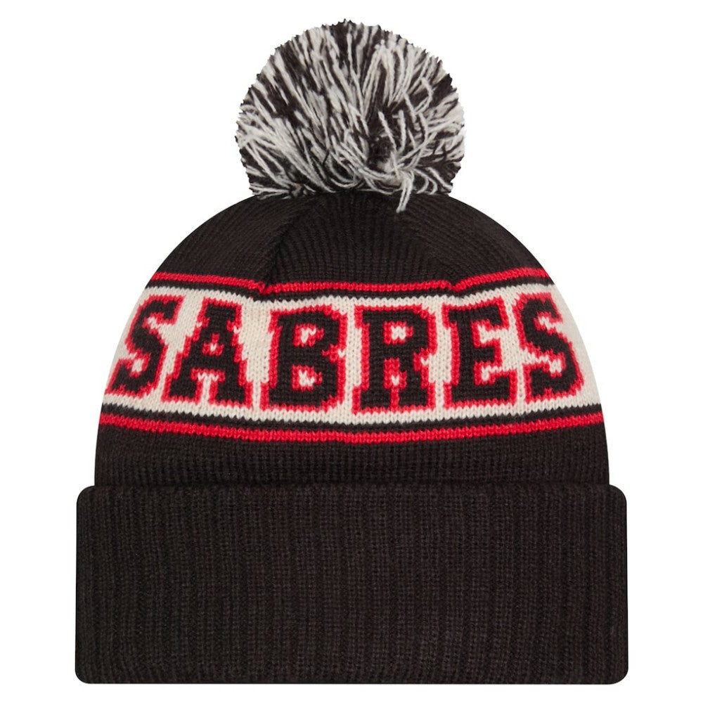 NHL Buffalo Sabres New Era Retro Cuffed Knit Hat with Pom - Black