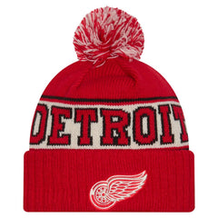 NHL Detroit Red Wings New Era Retro Cuffed Knit Hat with Pom - Red