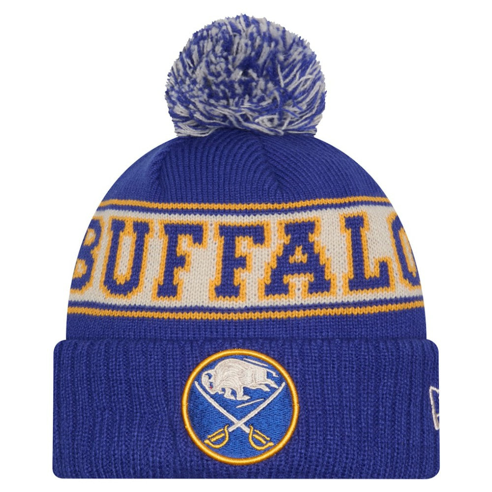 NHL Buffalo Sabres New Era Retro Cuffed Knit Hat with Pom - Royal