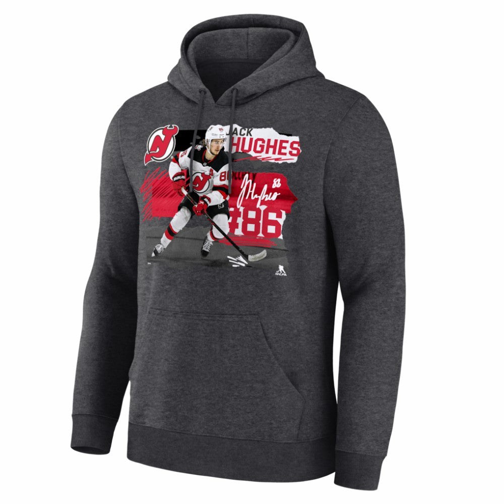 NHL Jack Hughes New Jersey Devils Fresh Ice Hoodie - Charcoal