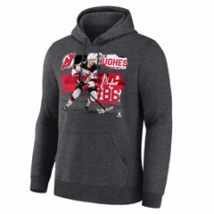 NHL Jack Hughes New Jersey Devils Fresh Ice Hoodie - Charcoal