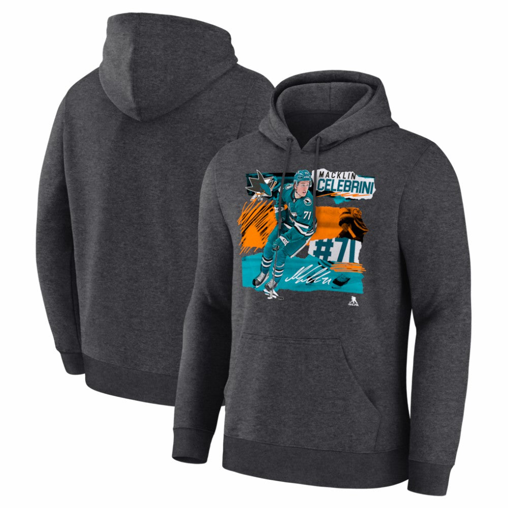 NHL Macklin Celebrini San Jose Sharks Fresh Ice Hoodie - Charcoal