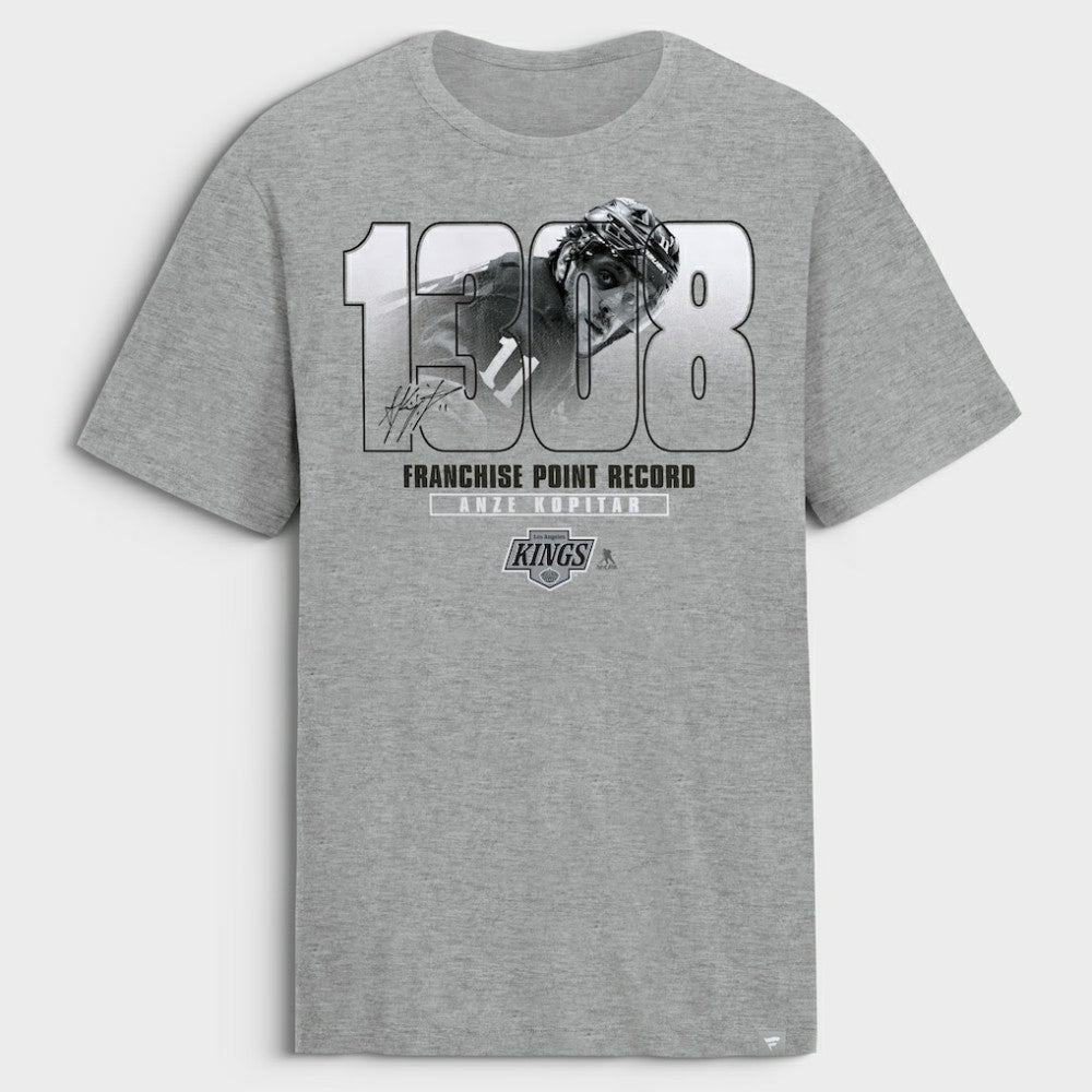 NHL Anze Kopitar Los Angeles Kings Franchise Points Record T-Shirt - Gray