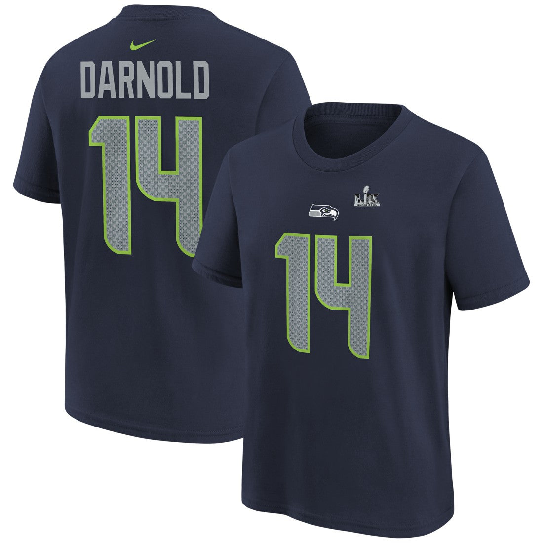 Sam Darnold Seattle Seahawks Youth Super Bowl LX Name & Number T-Shirt College Navy