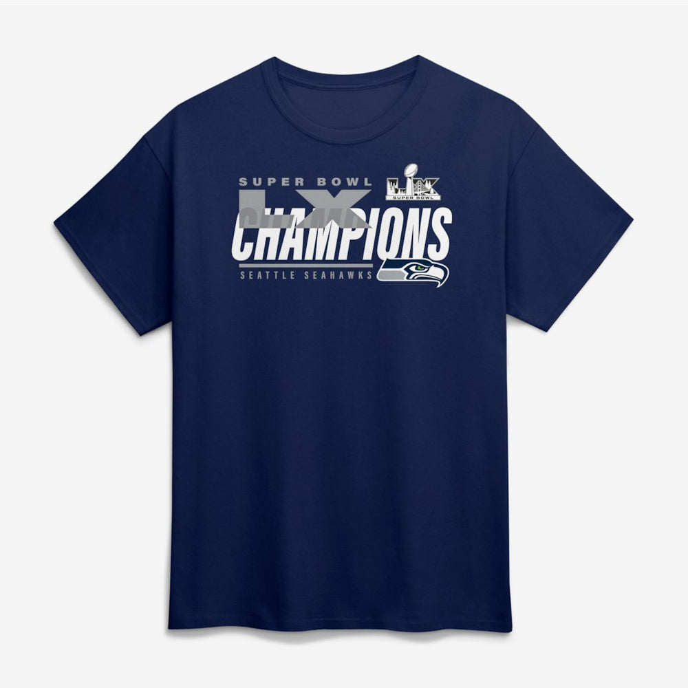Seattle Seahawks Super Bowl LX Champions Big & Tall Iconic Victory T-Shirt College Navy