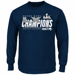 Seattle Seahawks Super Bowl LX Champions Big & Tall Iconic Victory Long Sleeve T-Shirt College Navy