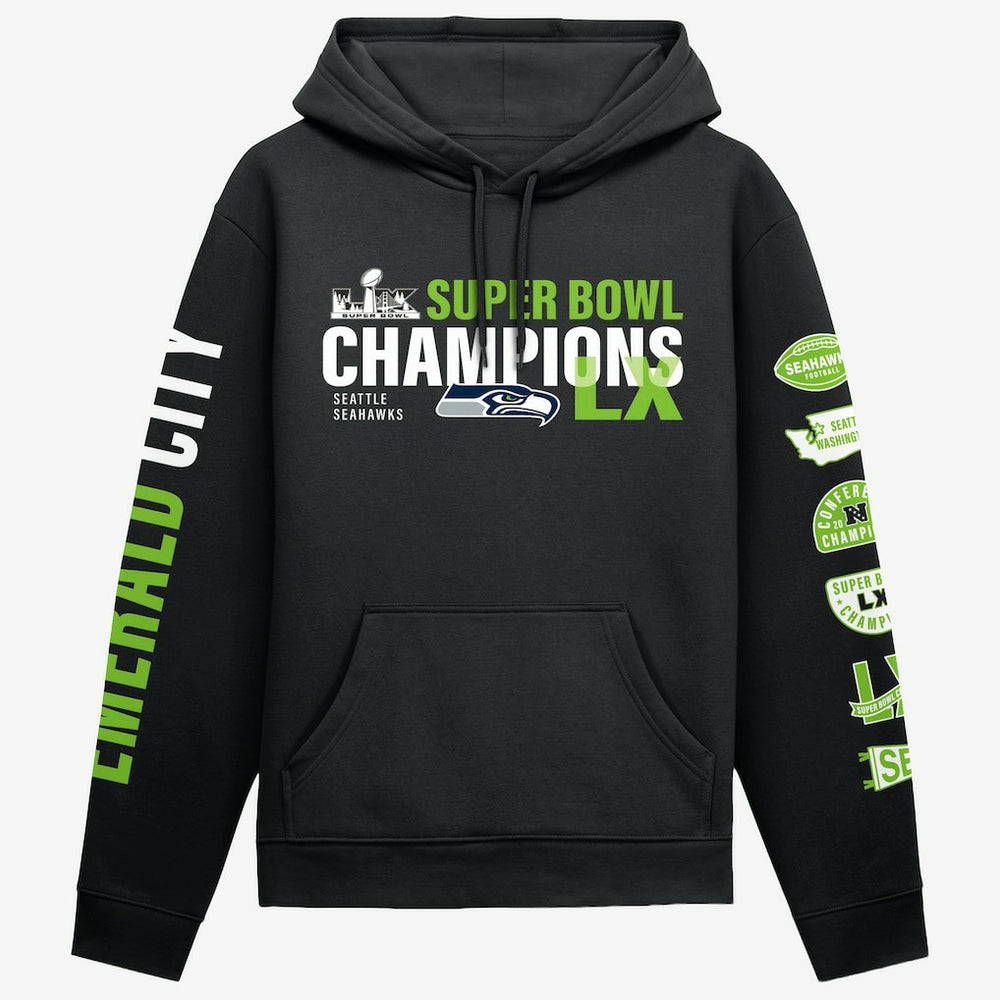 Seattle Seahawks Super Bowl LX Champions Four Piece Hoodie Black