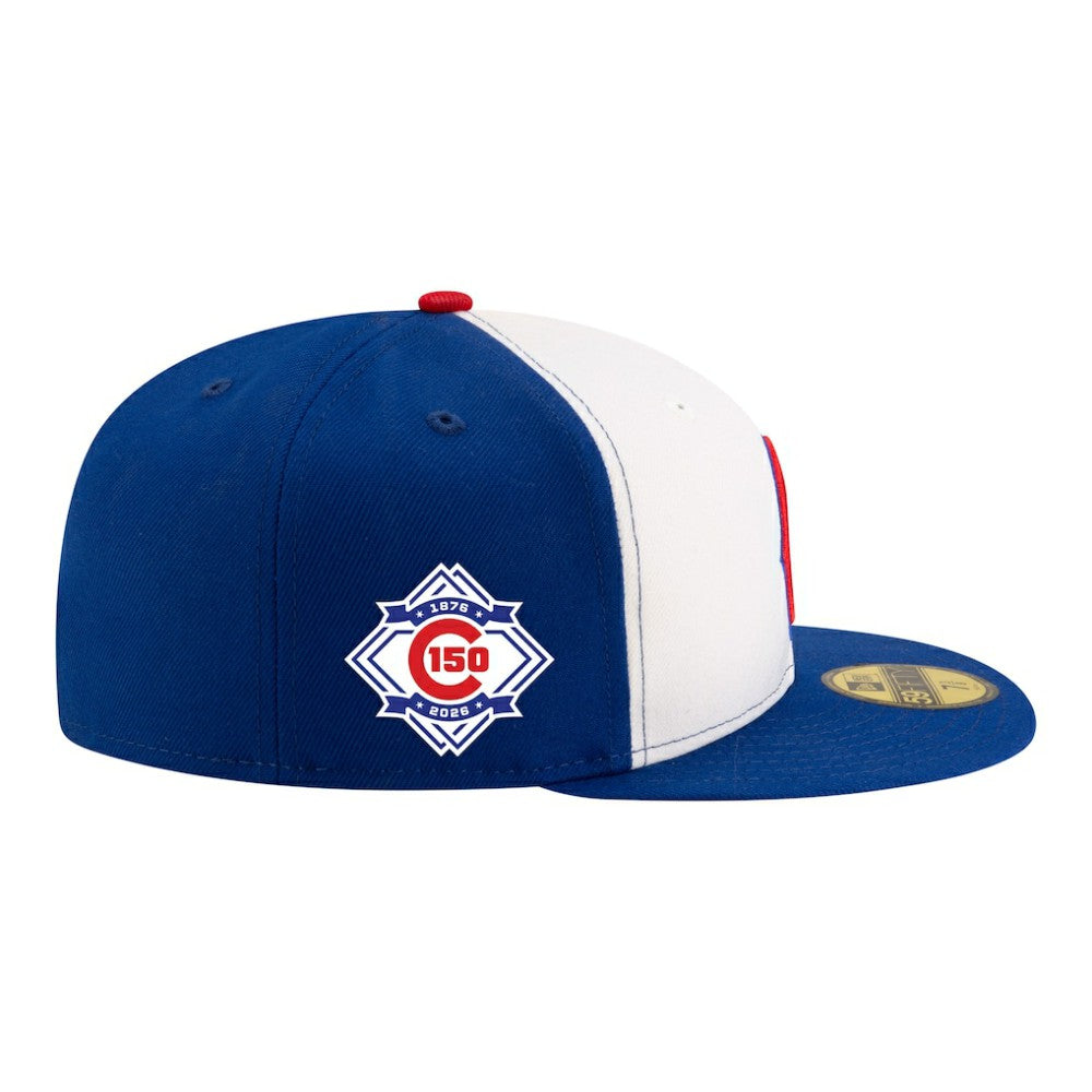 Chicago Cubs New Era 150th Anniversary 59FIFTY Fitted Hat - White/Royal Hats
