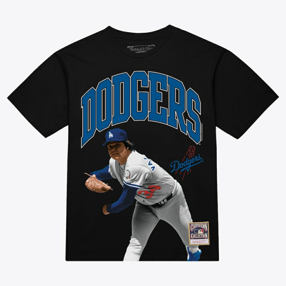 Fernando Valenzuela Los Angeles Dodgers Mitchell & Ness Photo Arch Player Graphic T-Shirt - Black T-shirts