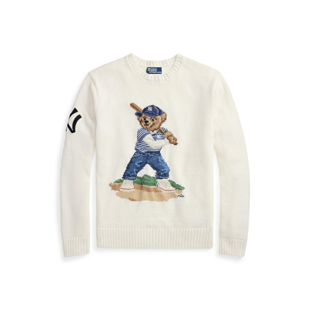 Yankees Polo Ralph Lauren Bear Sweater - White