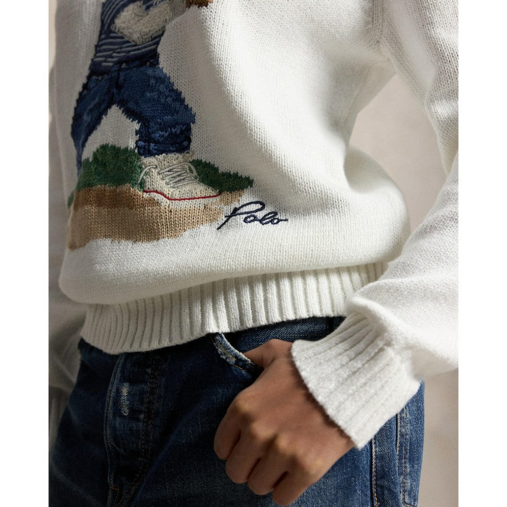Yankees Polo Ralph Lauren Bear Sweater - White