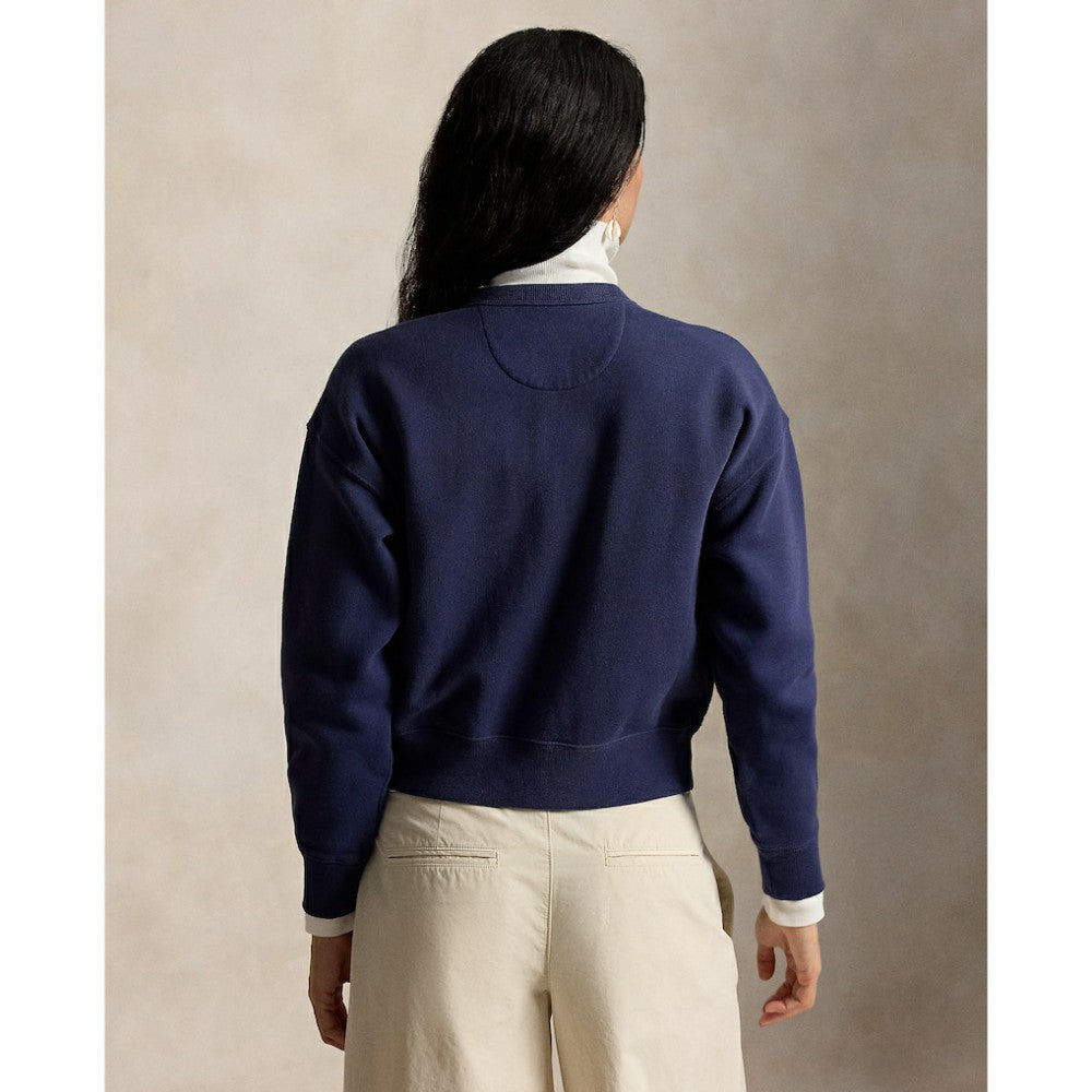 Yankees Polo Ralph Lauren Women's Seasonal Knit Full-Snap Cardigan - Navy