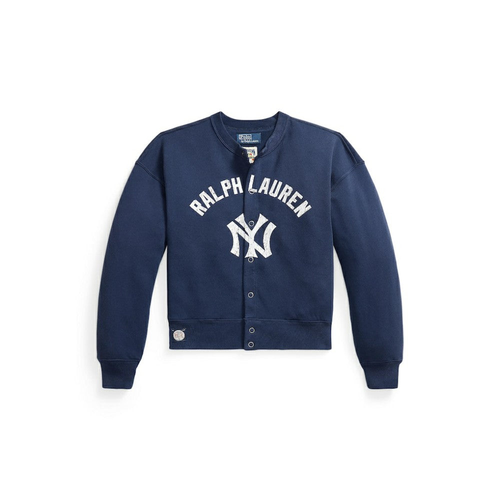 Yankees Polo Ralph Lauren Women's Seasonal Knit Full-Snap Cardigan - Navy