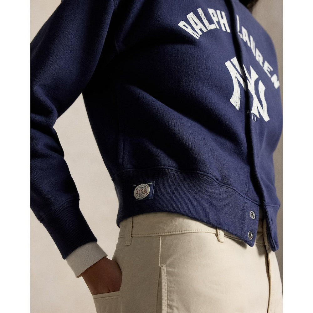 Yankees Polo Ralph Lauren Women's Seasonal Knit Full-Snap Cardigan - Navy