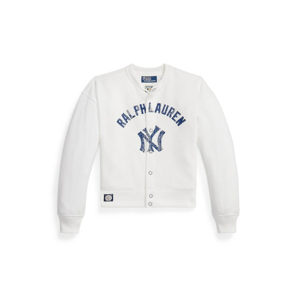 Yankees Polo Ralph Lauren Women's Seasonal Knit Full-Snap Cardigan - White