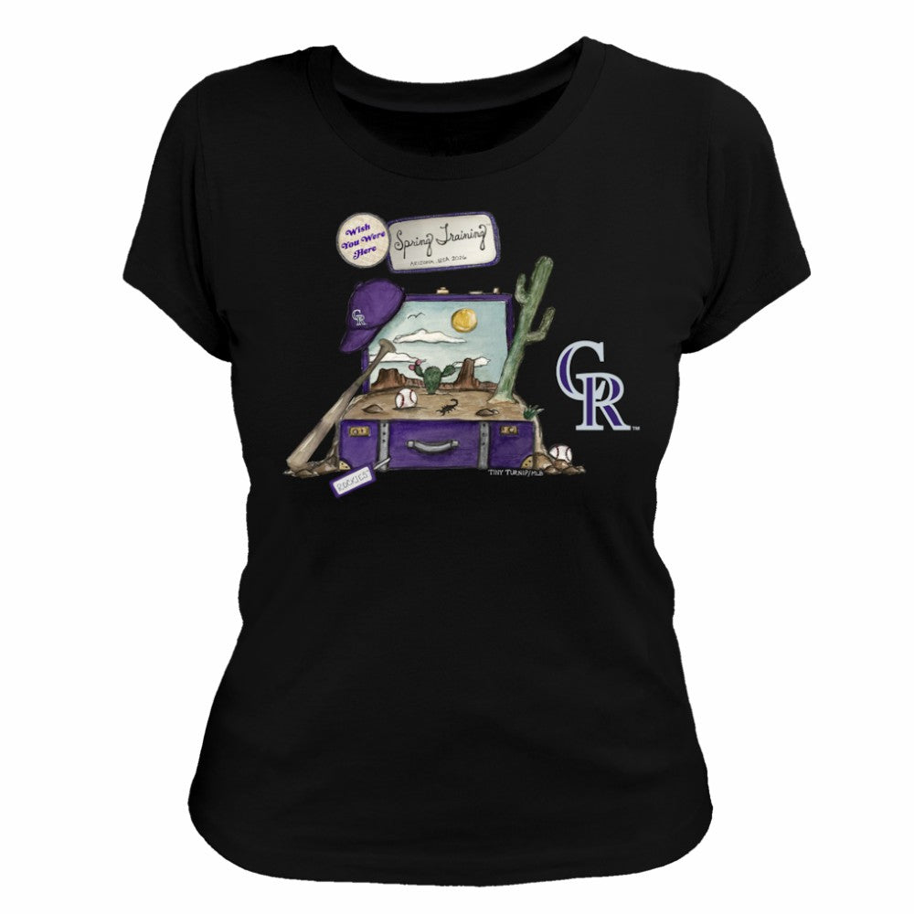 Colorado Rockies Tiny Turnip Women's 2026 Spring Training T-Shirt - Black T-shirts