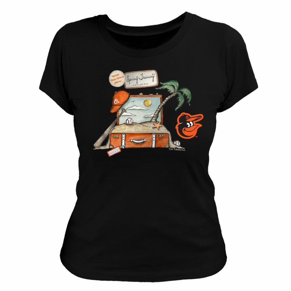 Baltimore Orioles Tiny Turnip Women's 2026 Spring Training T-Shirt - Black T-shirts