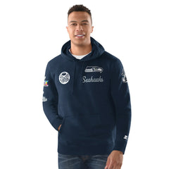 Seattle Seahawks Starter Two-Time Super Bowl Champions Classic Fleece Hoodie College Navy
