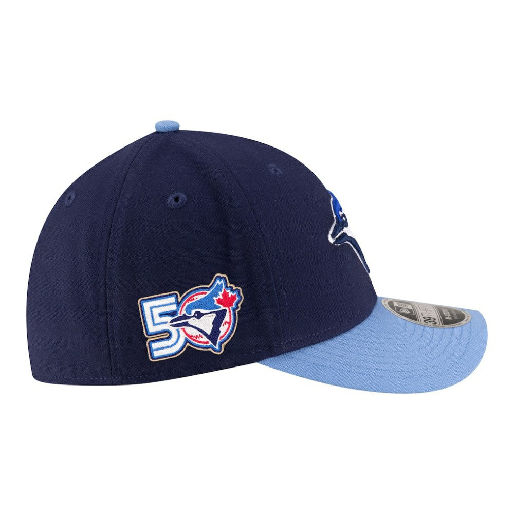 Toronto Blue Jays New Era 50th Season Player Replica 39THIRTY Flex Hat - Navy/Powder Blue Hats
