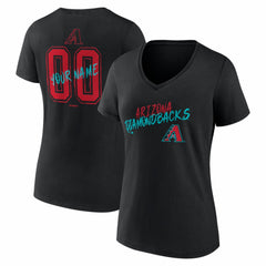 Arizona Diamondbacks Women's Hustle Personalized Name & Number V-Neck T-Shirt - Black T-shirts