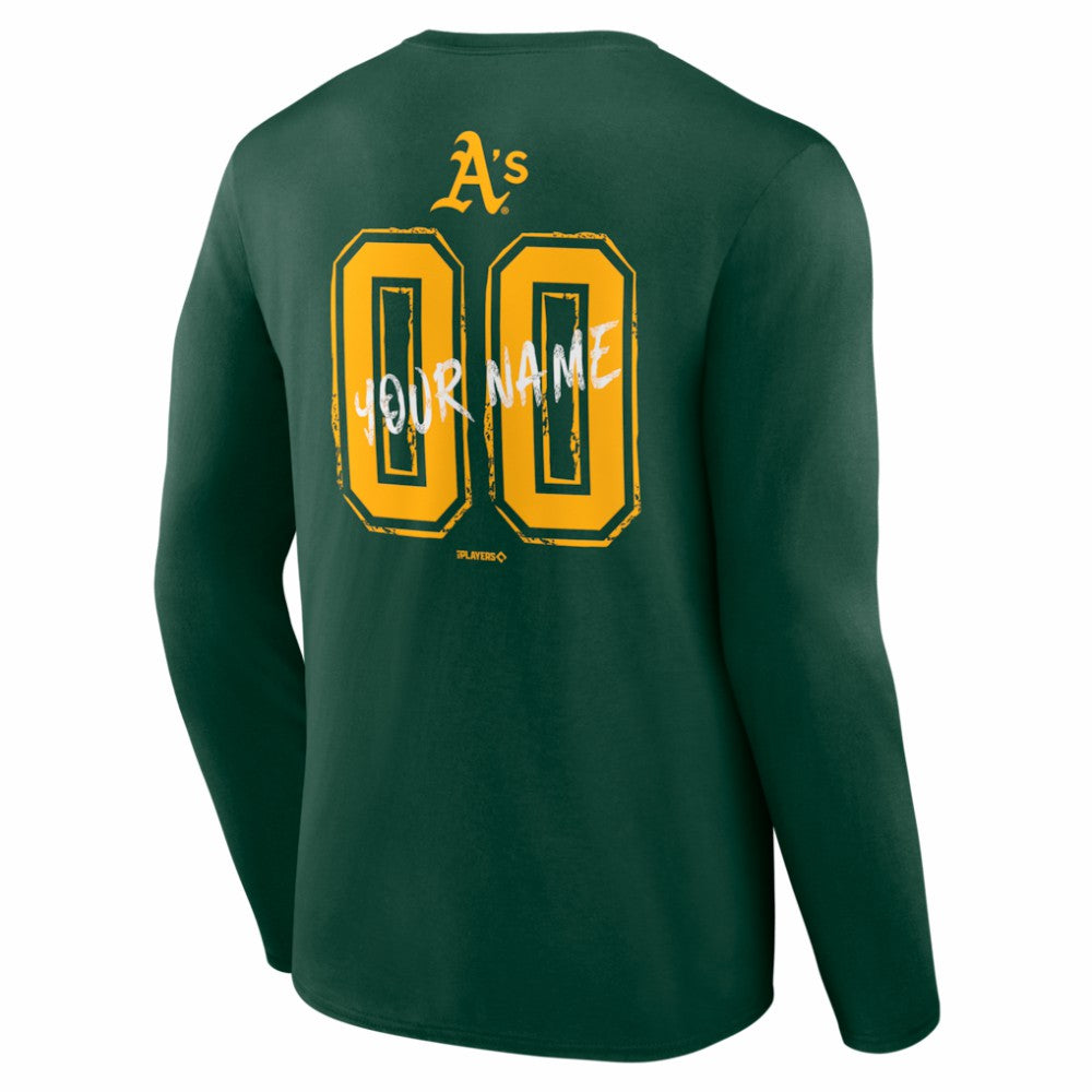 Athletics  Hustle Personalized Name & Number Long Sleeve T-Shirt - Green T-shirts