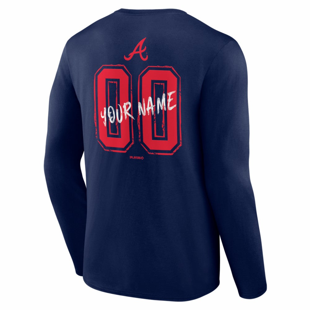 Atlanta Braves  Hustle Personalized Name & Number Long Sleeve T-Shirt - Navy T-shirts