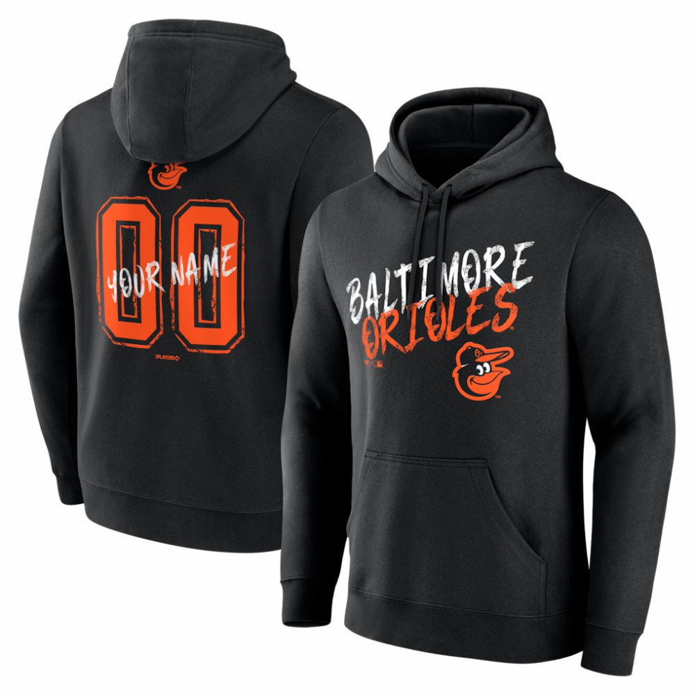 Baltimore Orioles  Hustle Personalized Name & Number Hoodie - Black Hoodies