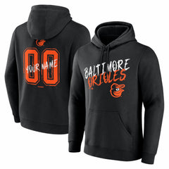 Baltimore Orioles  Hustle Personalized Name & Number Hoodie - Black Hoodies