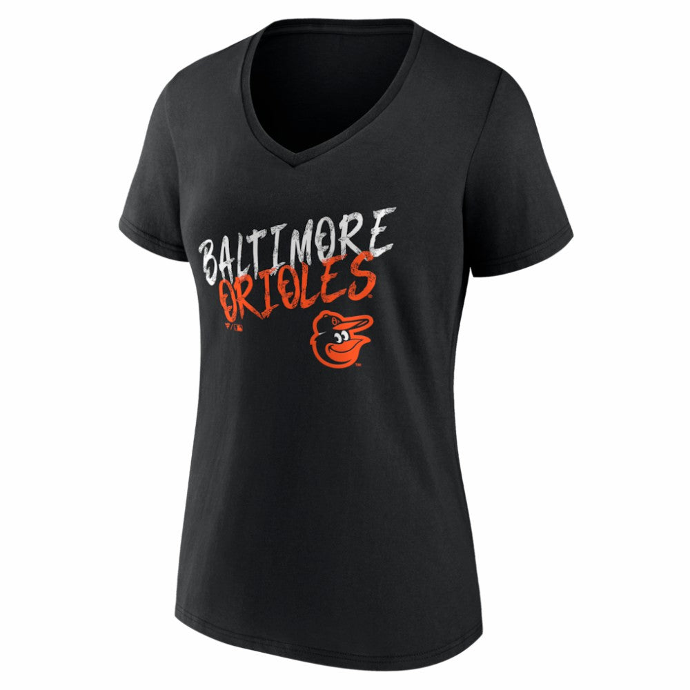 Baltimore Orioles Women's Hustle Personalized Name & Number V-Neck T-Shirt - Black T-shirts