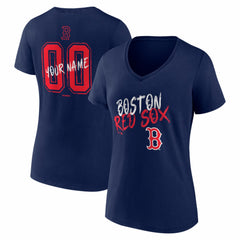 Boston Red Sox Women's Hustle Personalized Name & Number V-Neck T-Shirt - Navy T-shirts