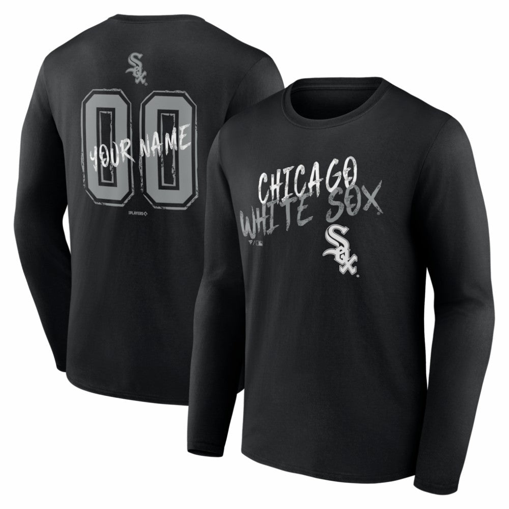 Chicago White Sox  Hustle Personalized Name & Number Long Sleeve T-Shirt - Black T-shirts