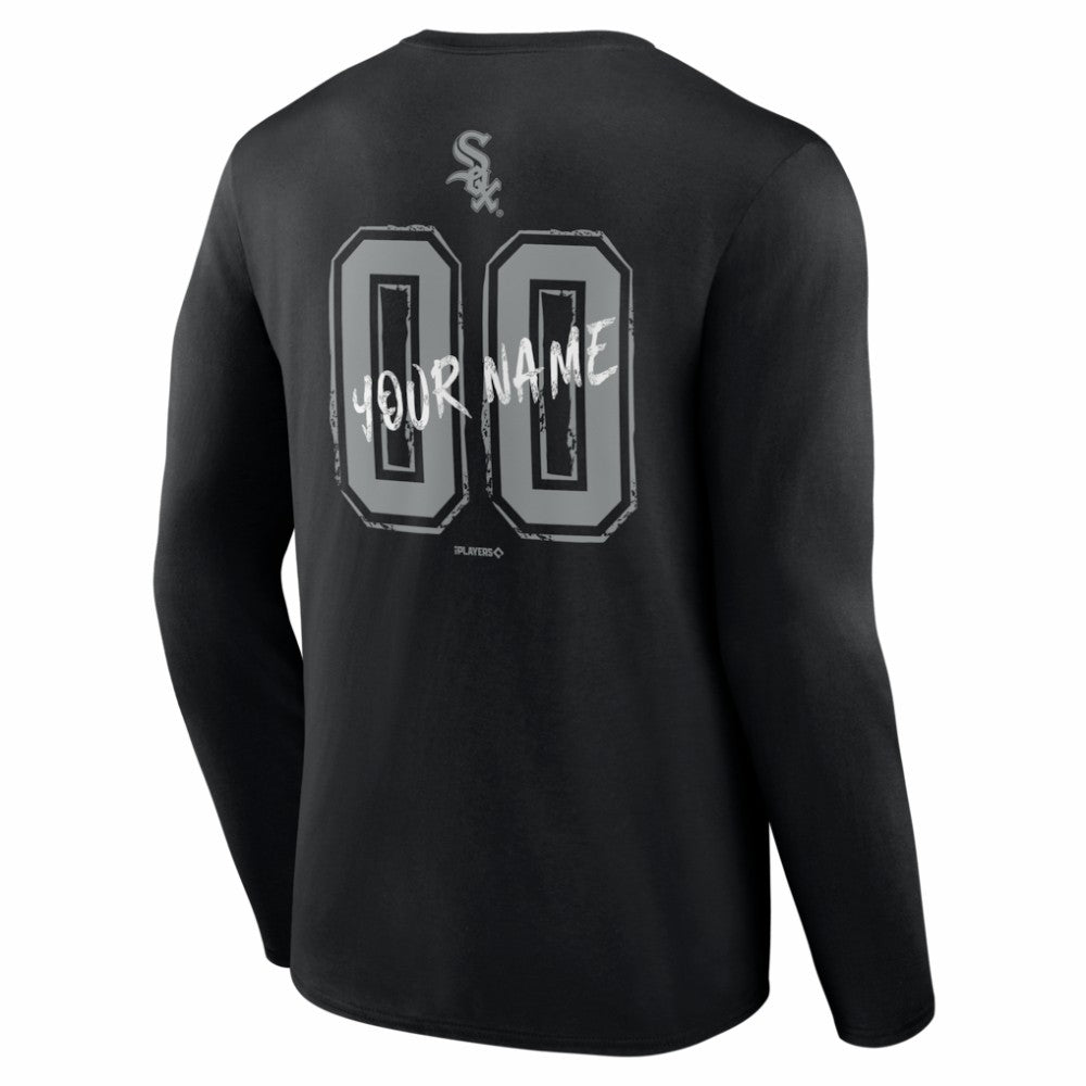 Chicago White Sox  Hustle Personalized Name & Number Long Sleeve T-Shirt - Black T-shirts