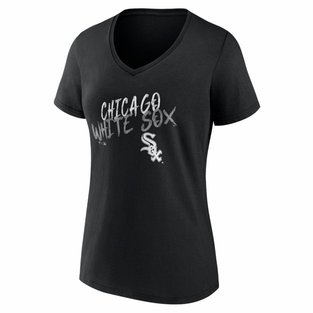 Chicago White Sox Women's Hustle Personalized Name & Number V-Neck T-Shirt - Black T-shirts