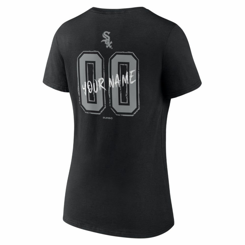 Chicago White Sox Women's Hustle Personalized Name & Number V-Neck T-Shirt - Black T-shirts